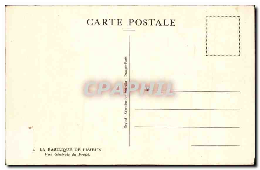 CPA La Basilique de Lisieux Vue Generale du Project  — Rückseite