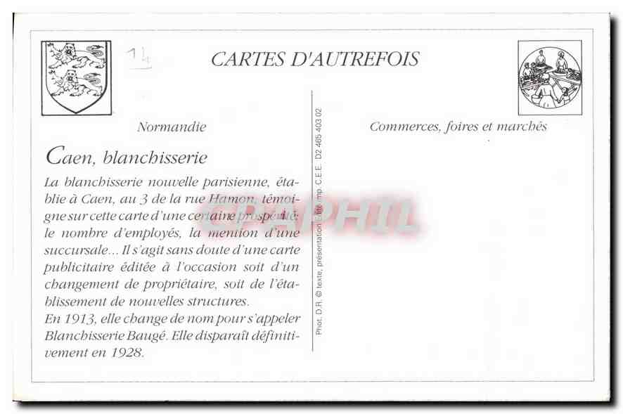 Blanchisserie Nouvelle Parisienne — Succursale à Riva-Bella (Sur la Plage) — Caen — Verso