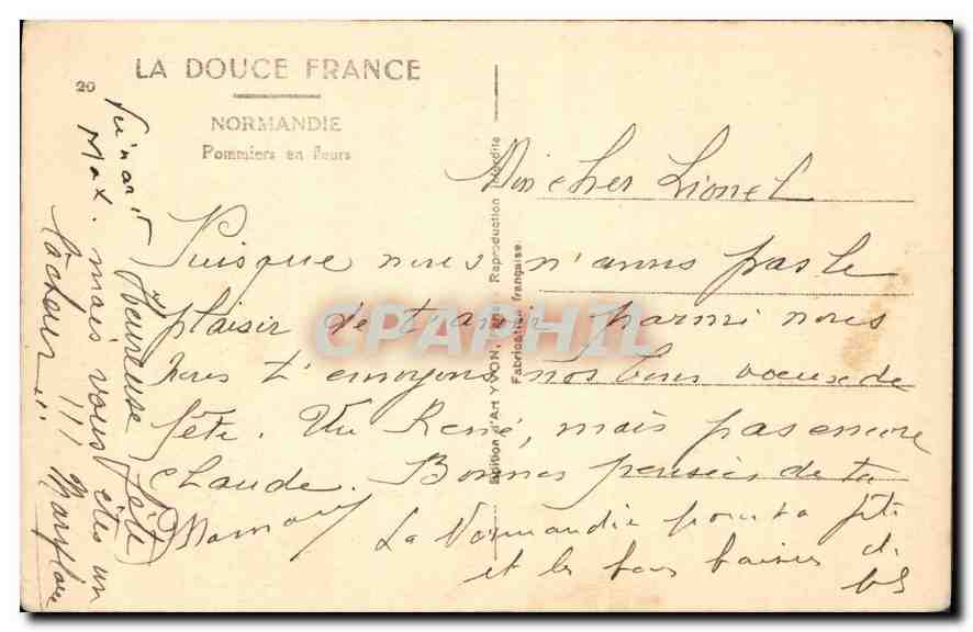 CPA Normandie Pommiers en fleurs  — Rückseite