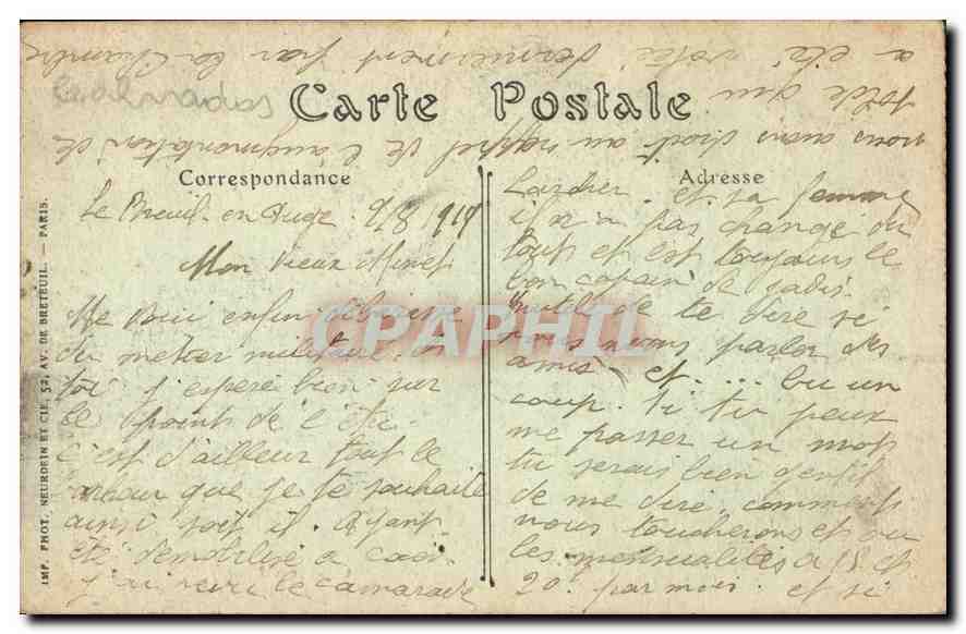 CPA Caen Le Clocher de Saint Pierre vue prose du Chateau  — Verso