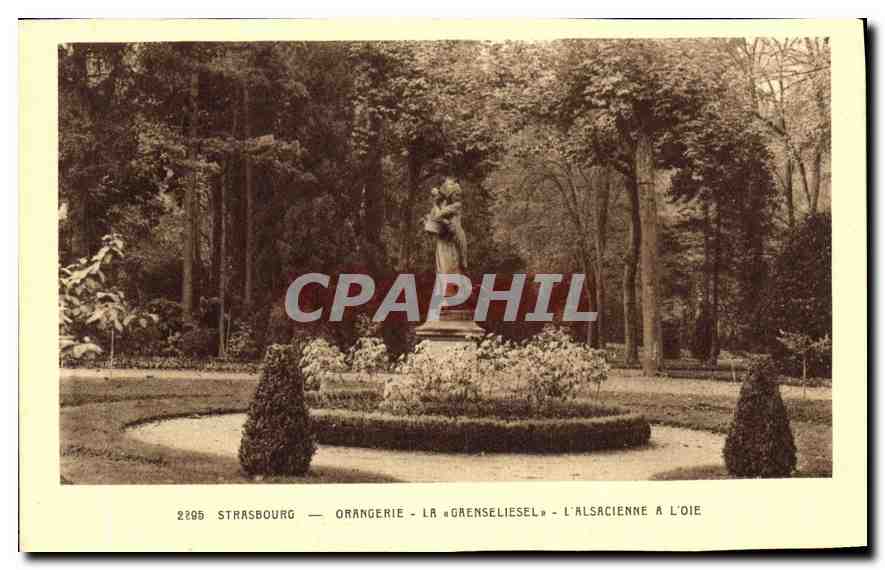 CPA Strasbourg Orangerie La Gaenseliesel L'Alsacienne a L'oie 
