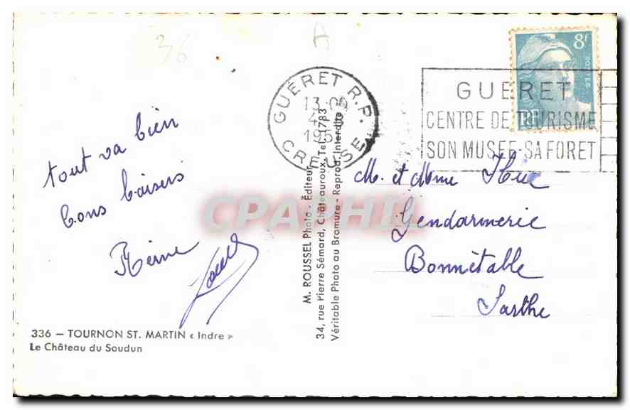 CPA Tournon St Martin Indre Le Chateau du Soudun  — Rückseite