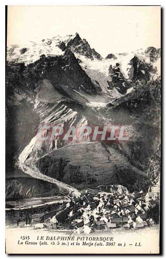 La Grave (alt. 1555 m.) et la Meije (alt. 3987 m.) — LL