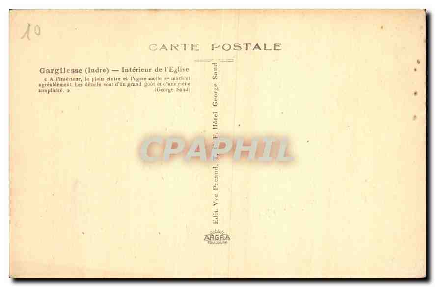 CPA Gargilesse Indre Interieur de l'Eglise  — Rückseite
