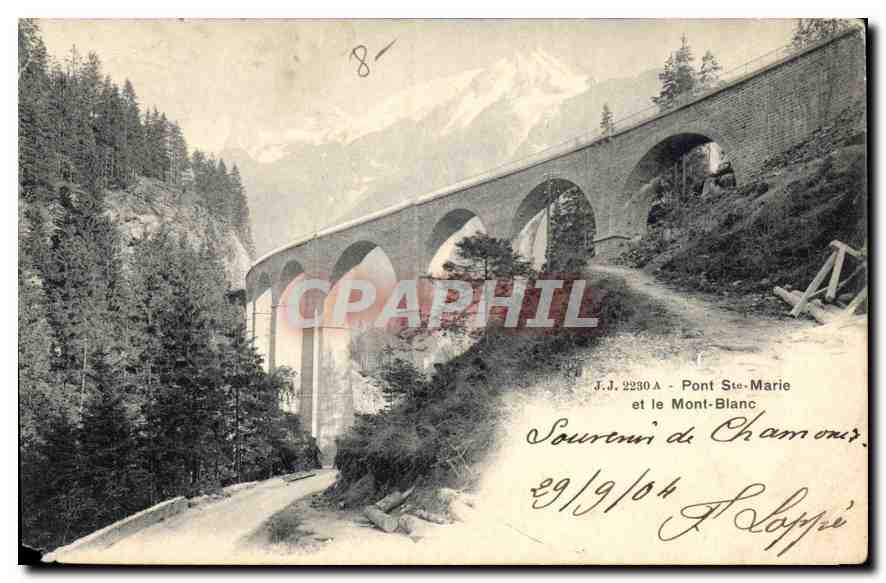 Pont Sainte-Marie et le Mont-Blanc — J.J. 2230 A — éditeur Jallion frères, Genève