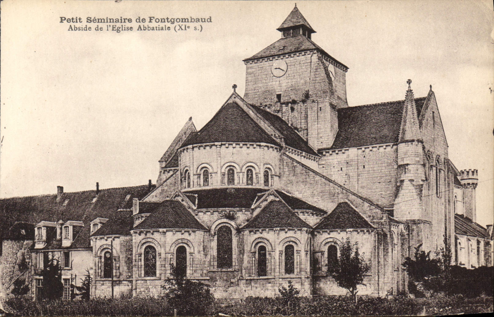 Petit Séminaire de Fontgombaud — Abside de l'Église Abbatiale (XIe s.) — CPAPHIL n°36