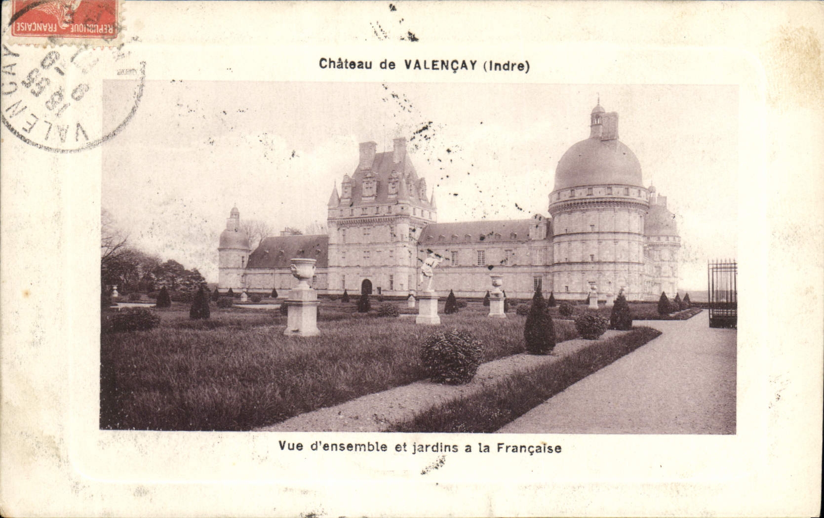 Château de Valençay (Indre) — Vue d'ensemble et jardins à la Française — Librairie Audejean-Buquet à Valençay