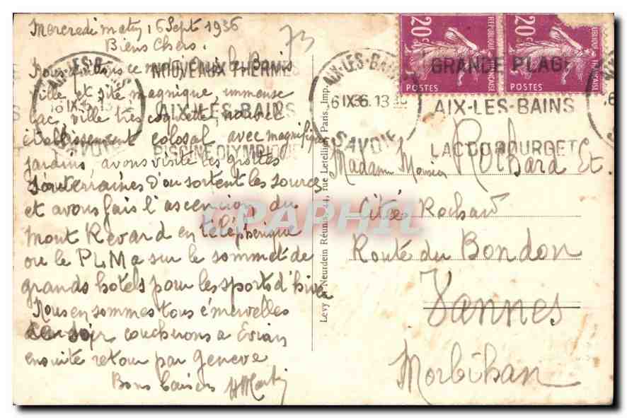 CPA Aix les Bains Le Nouvel Etablissement Thermal  — Rückseite