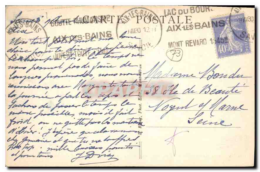 CPA Environs d'Aix les Bains Lac du Bourget et route de la Corniche de Brison St Innocent a Chindrie — Rückseite