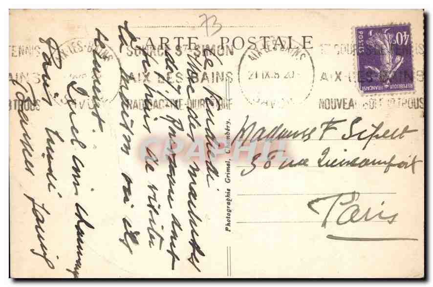 CPA La Savoie Touristique Madame de Warens  — Rückseite