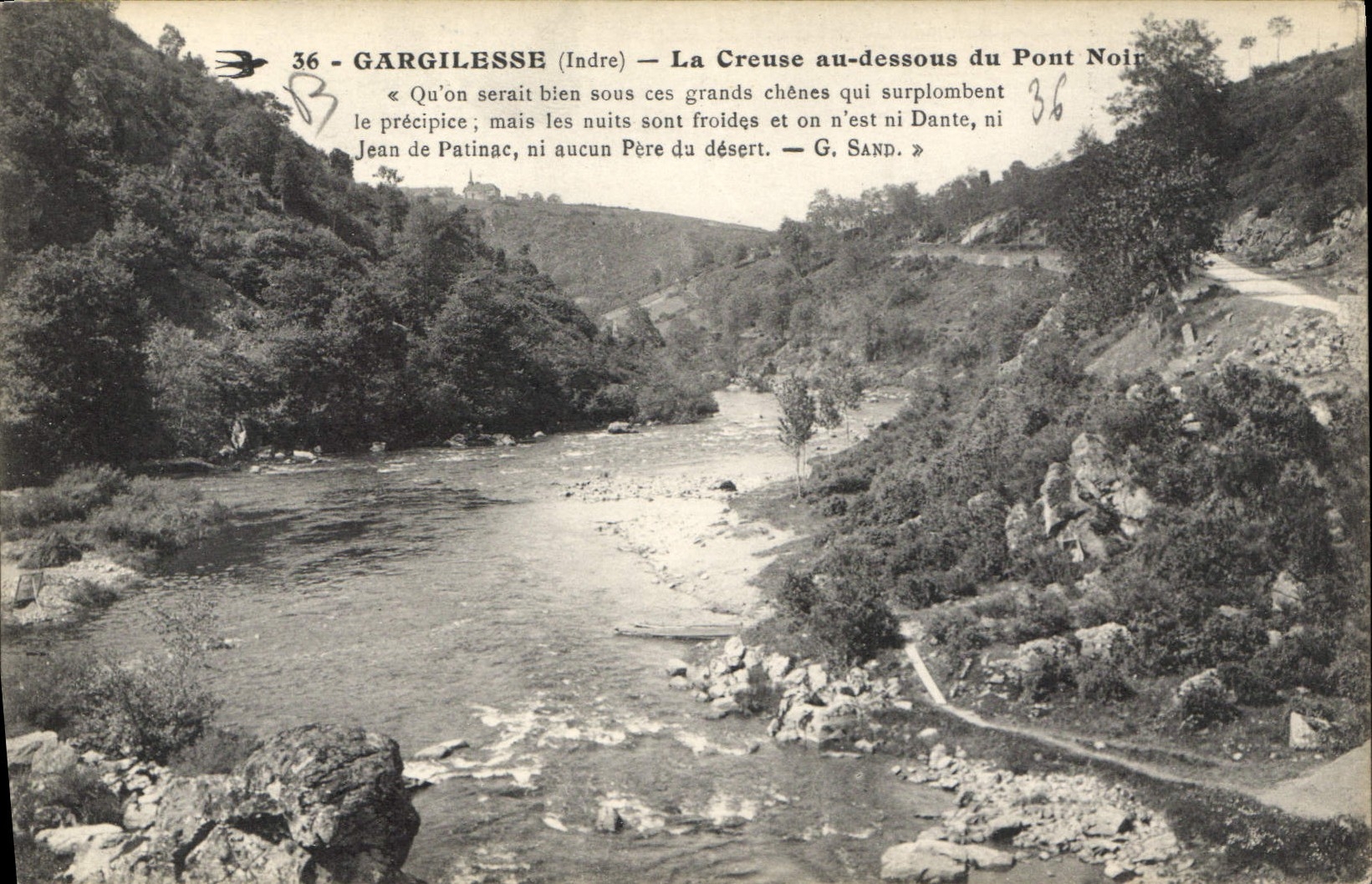 Gargilesse (Indre) — La Creuse au-dessous du Pont Noir — G. Sand