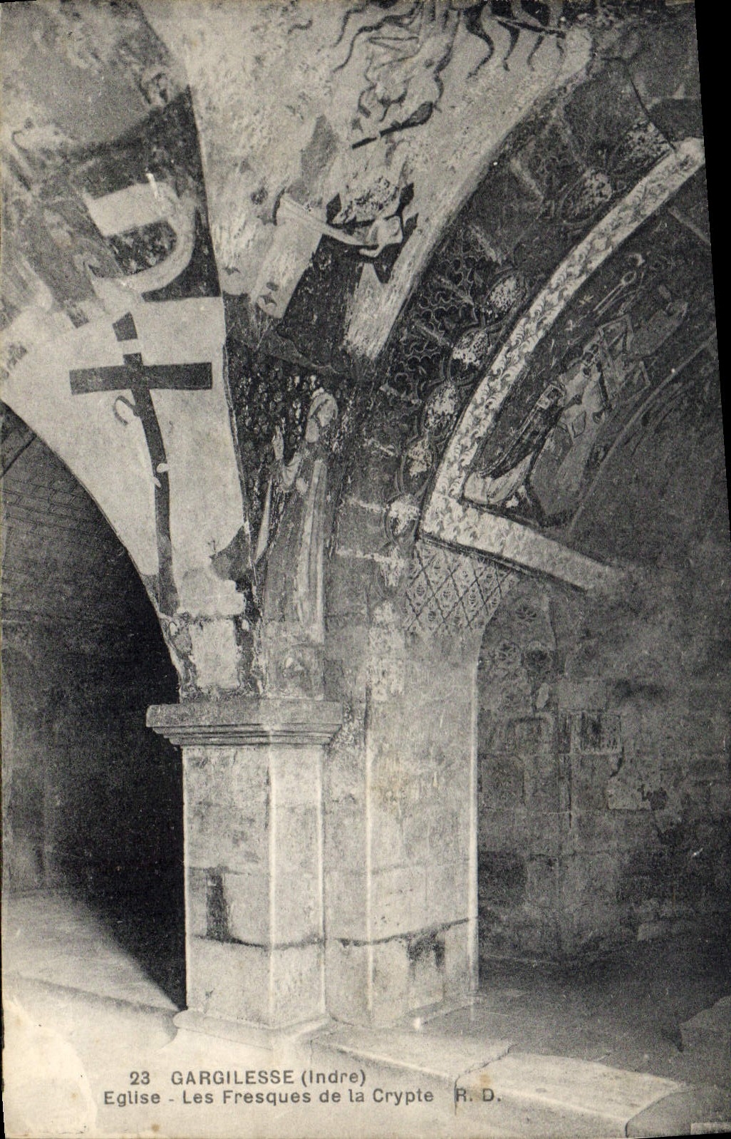 CPA Gargilesse Indre Eglise Les Fresques de la Crypte 