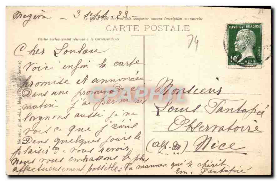 Mégève - Cascade de la Belle-au-Bois — Haute-Savoie — éditeur Morand, n°33 — Rückseite