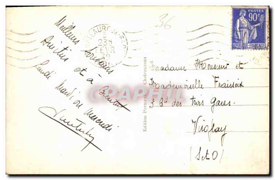 CPA Chateauroux Le Pont sur l'Indre et Chateau Raoul  — Rückseite