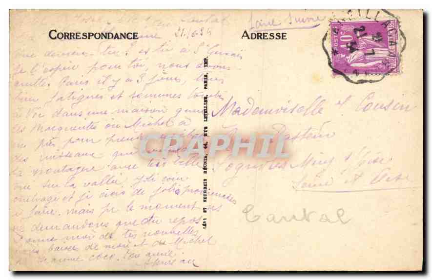 CPA Vic sur Cere Le Pas Vic sur Cere  — Back