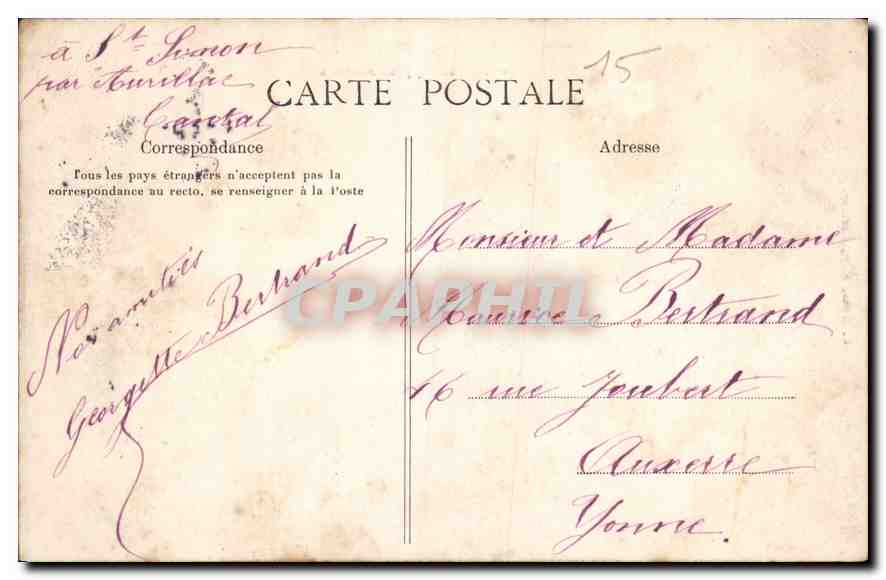 CPA Le Cantal Pittoresque Chateau de Caillac pres Aurillac  — Back