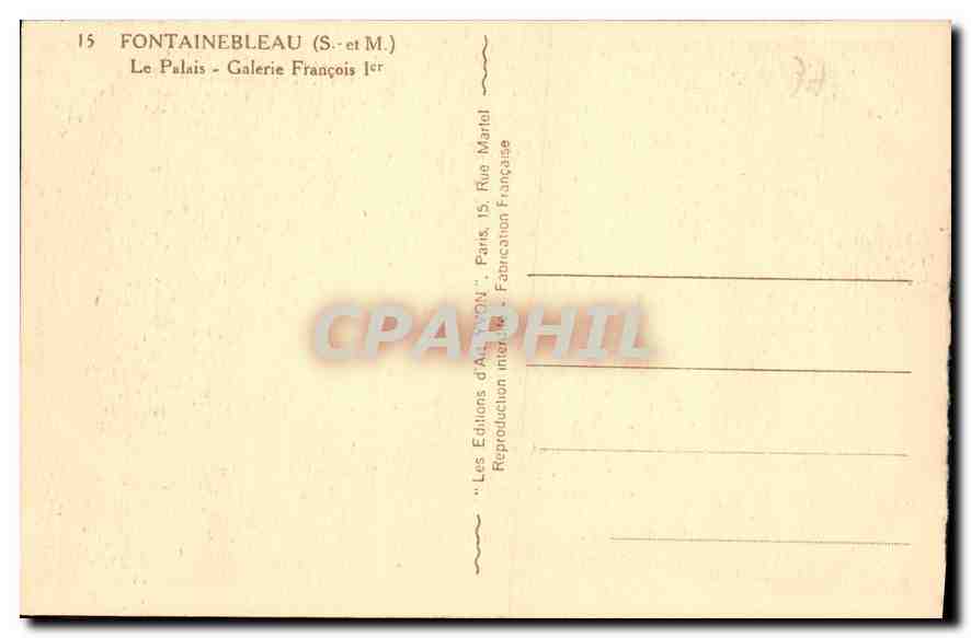 Fontainebleau — Galerie François 1er — Éditions d'Art Marfel — Reverso
