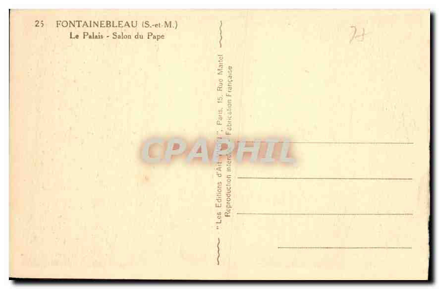 Fontainebleau (S.-et-M.) — Le Palais - Salon du Pape — Les Éditions d'Art, Paris — Reverso