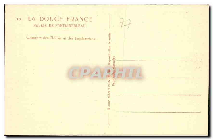 Chamber of the Queens and Empresses — Palace of Fontainebleau — Art Edition YVON — Back