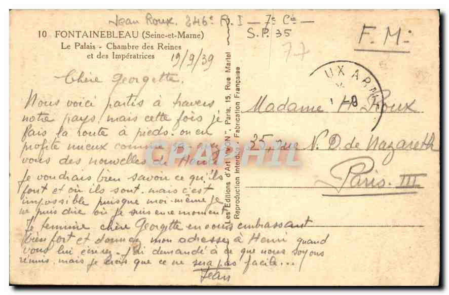 Le Palais de Fontainebleau — Chambre des Reines et des Impératrices — Les Éditions d'Art Marlet — Verso