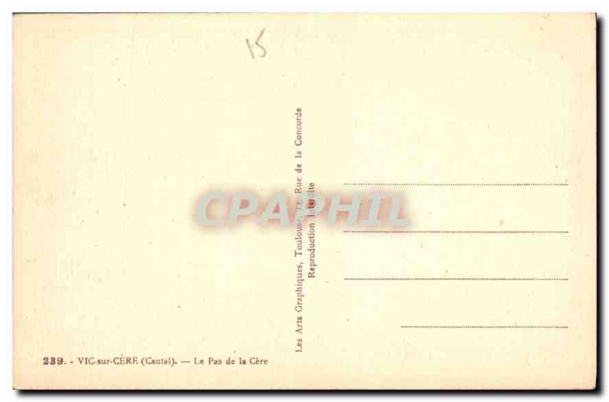 CPA Vic sur Cere Cantal Le Pasa de la Cere  — Back