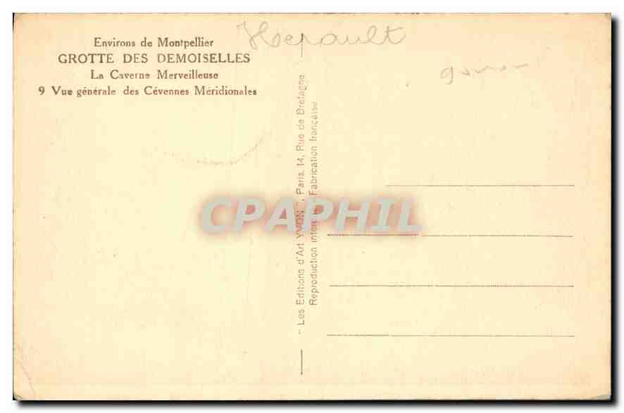 CPA Environs de Montpellier Grotte des Demoiselles La Caverne Merveileuse  — Rückseite