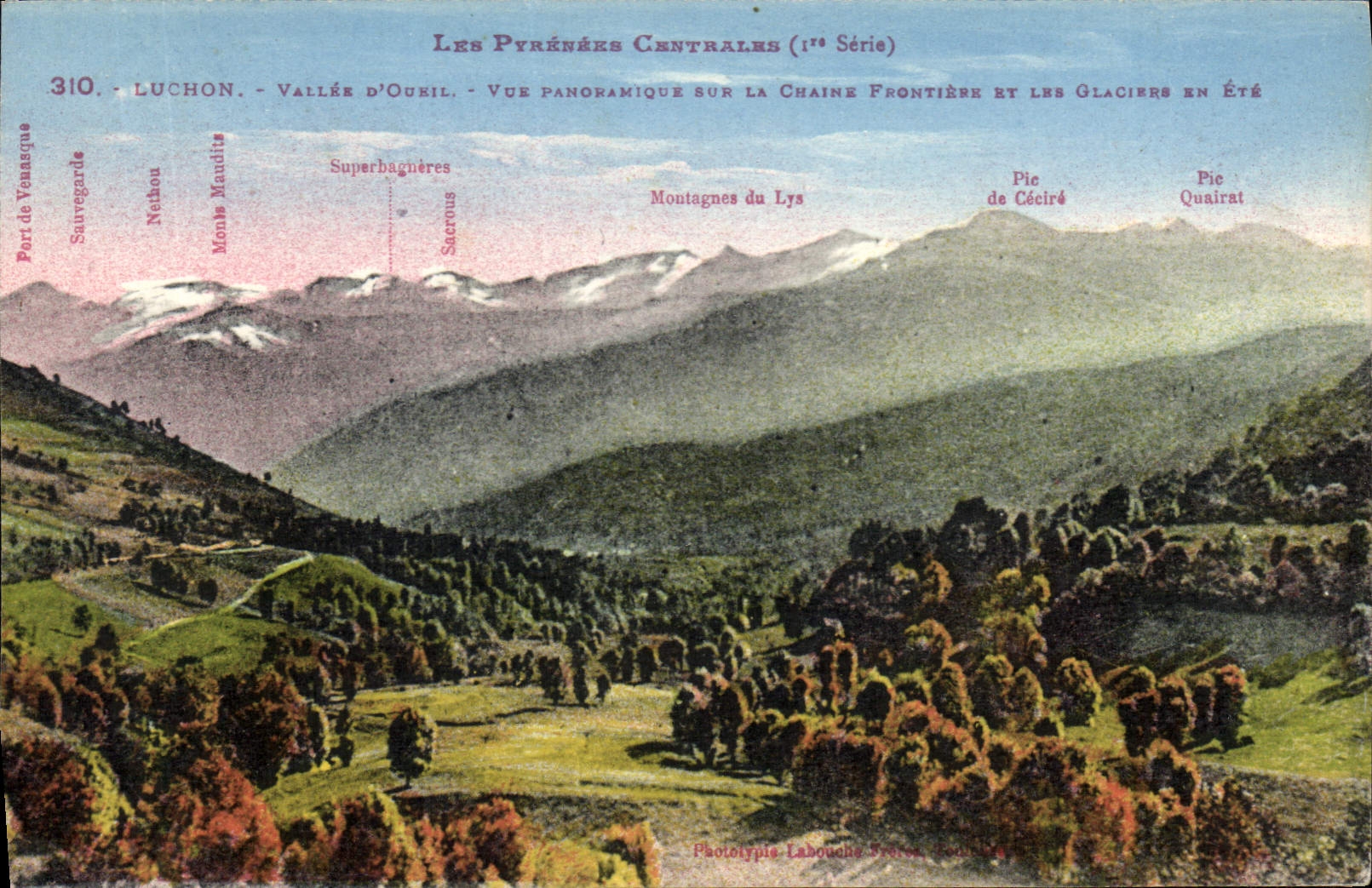 CPA Luchon Vallee d'Oueil Vue Panoramique sur la Chaine Frontiere et les Glaciere en ete 