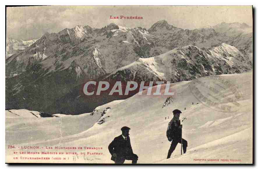 Luchon - Les Montagnes de Venarque et les Monts Maddits en hiver, du Plateau de Superbagnères (1800 m) — Phototype Labouche Frères Toulouse