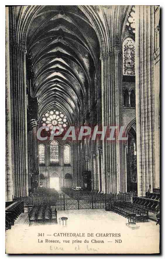 CPA Cathedrale de Chartres La Rosace vue prise du Choeur 