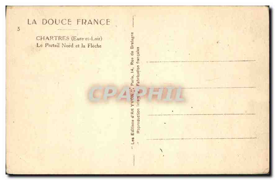 CPA Chartres Eure et Loir Le Portail Nord et la Fleche  — Rückseite