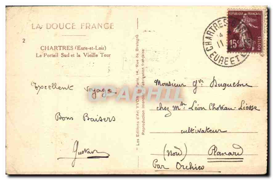 CPA Chartres Eure et Loire le Portail Sud et la Vieille Tour  — Verso