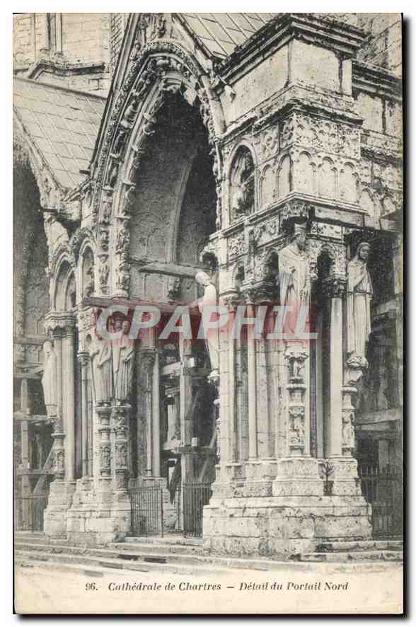 Kathedrale von Chartres — Detail des Nordportals — A. Bourdier, Verlag, Versailles