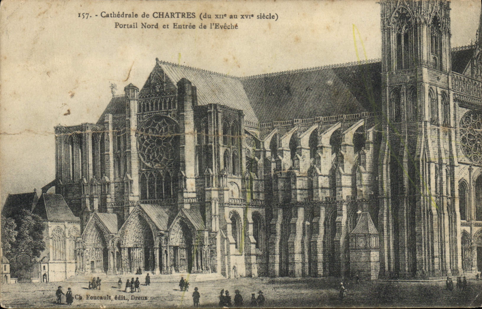 CPA Cathedrale de Chartres du XII au XVI siecle Portail Nord et Entree de l'Eveche 