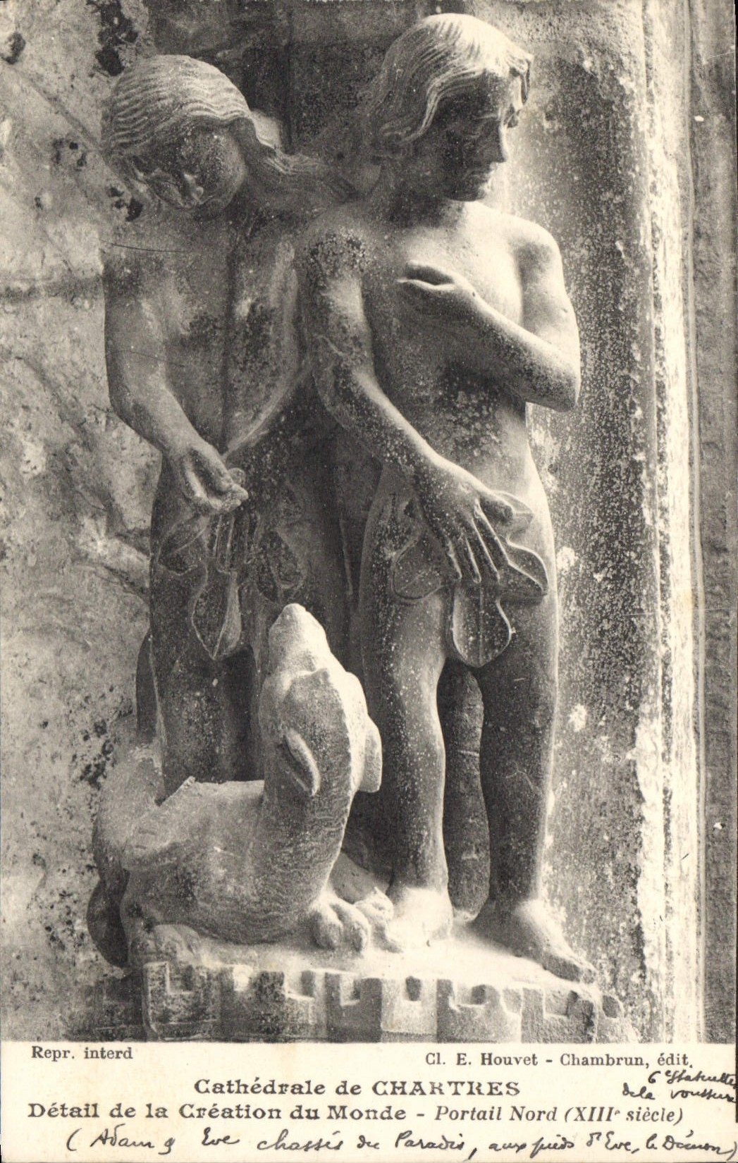 CPA Cathedrale de Chartres Detail de la Creation du Monde Portail Nord XIII siecle 