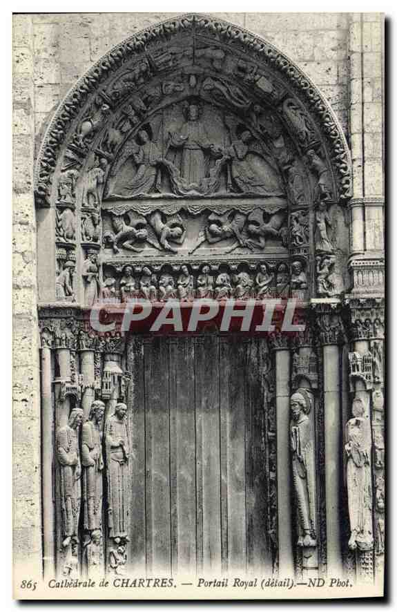 CPA Cathedrale de Chartres Portail Royal detail 
