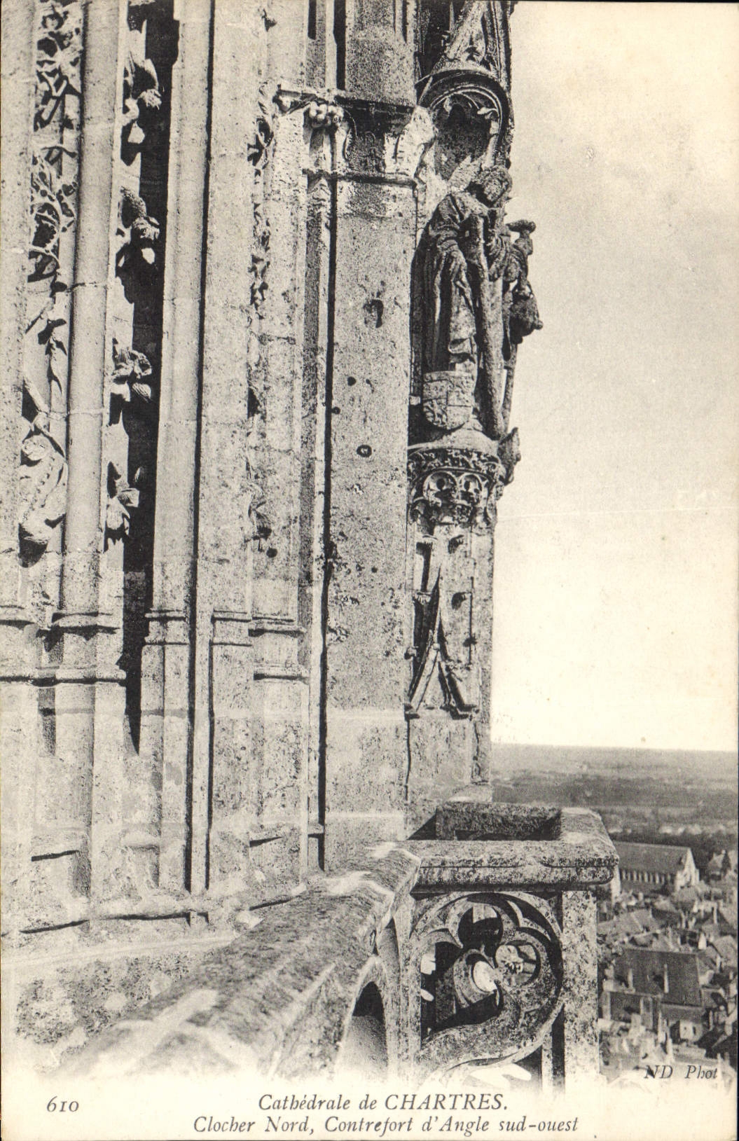 CPA Cathedrale de Chartres Clocher Nord Contrefort d'Angle Sud Ouest 