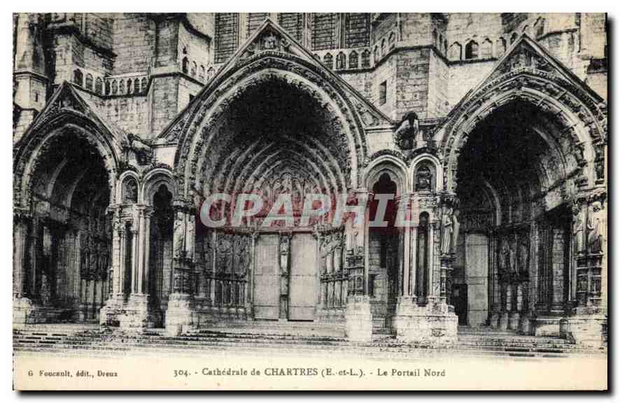 CPA Cathedrale de Chartres E et L Le Portail Nord 