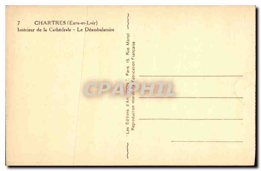 CPA Chartres Eure et Loir Interieur de la Cathedrale le Deambulatorie  — Rückseite