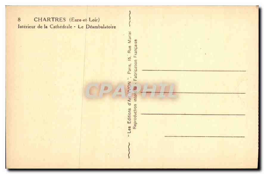 CPA Chartres Eure et Loir Interieur de la Cathedrale Le Deambulatorie  — Rückseite