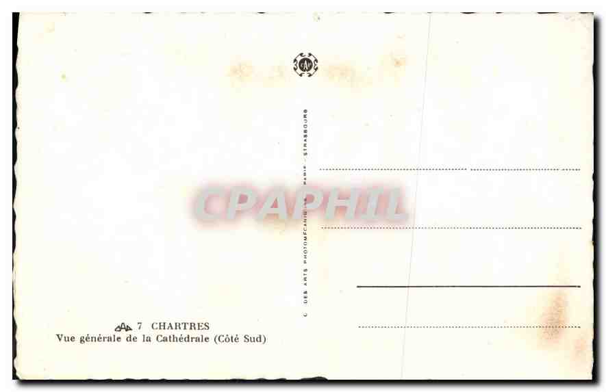 CPA Chartres Vue generale de la Cathedrale cote Sud  — Rückseite