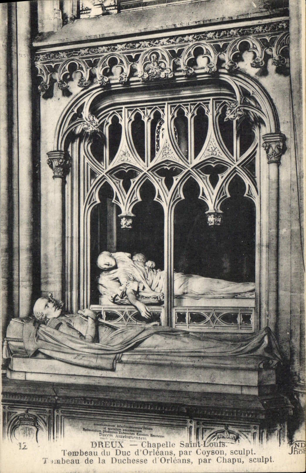 Tomb of the Duke of Orléans — Saint-Louis Chapel — DREUX — by Coyson, sculptor — Tomb of the Duchess of Orléans — by Chapu, sculptor