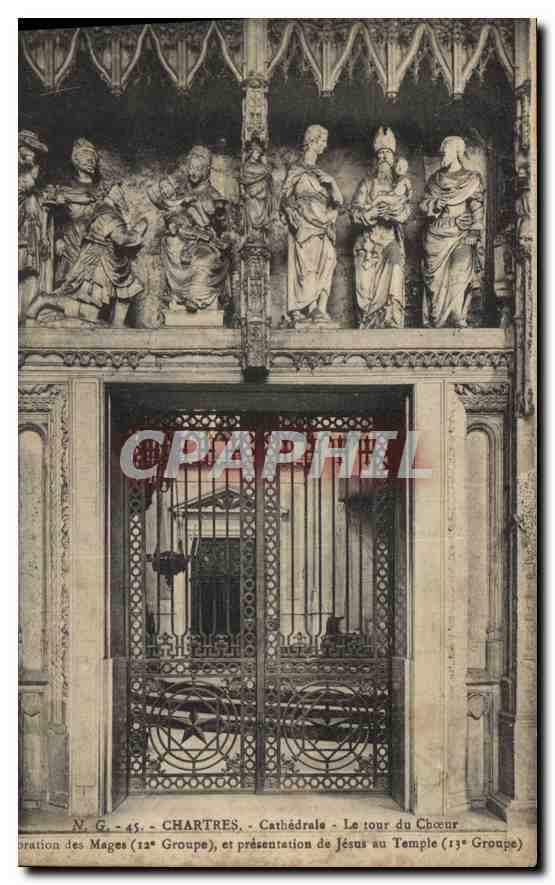 CPA Chartres Cathedrale le tour du Choeur des Mages et presentation de Jesus au Temple 