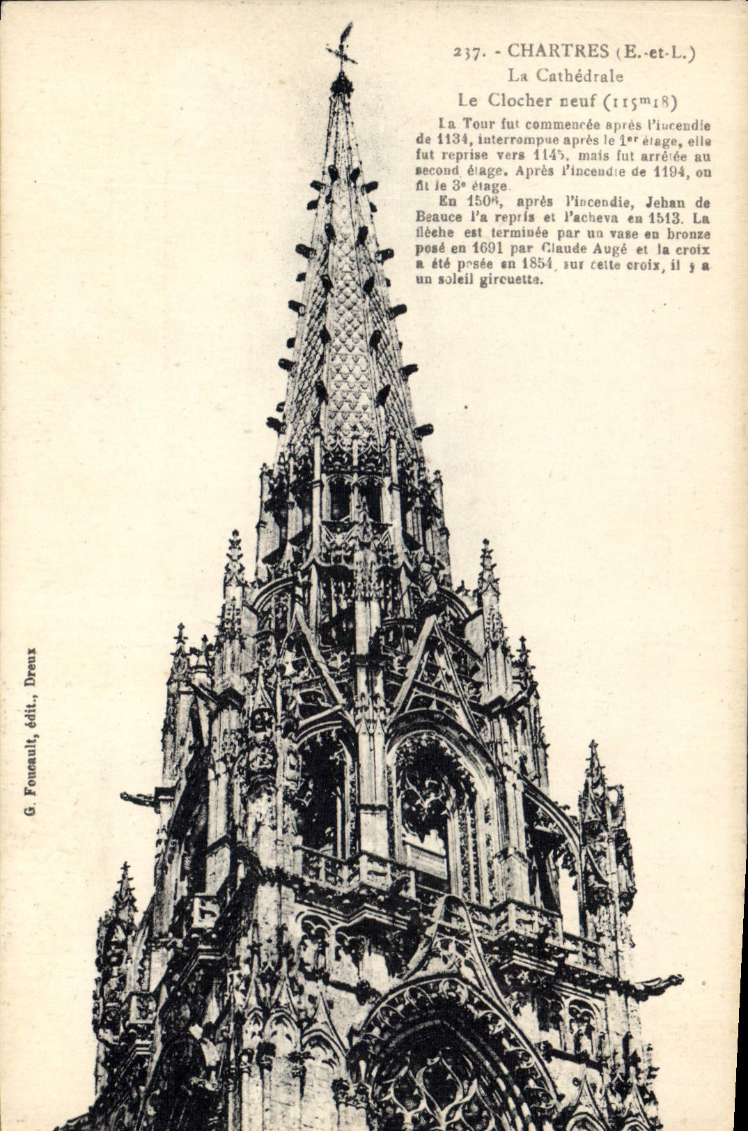 CPA Chartres E et L La Cathedrale le Clocher neuf 