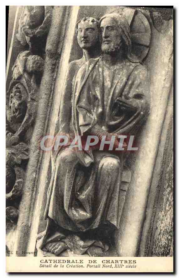 CPA Cathedrale de Chartres Detail de la Creation Portail Nord XIII siecle 