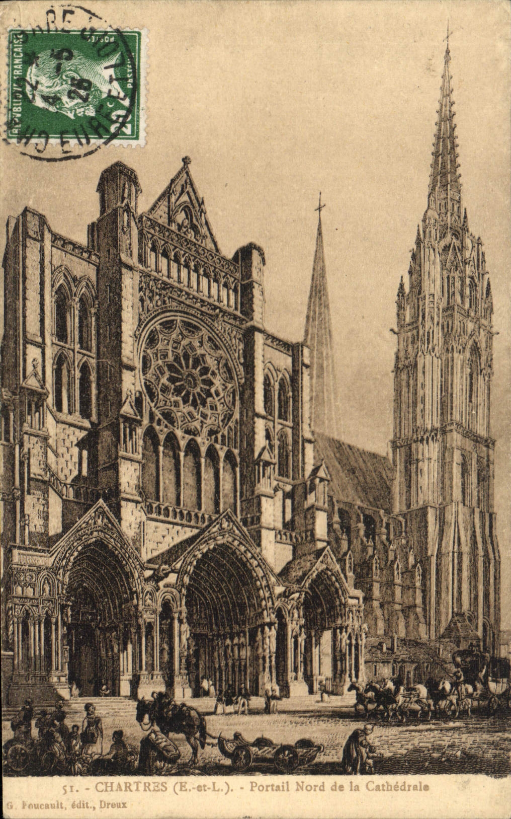 Chartres (E.-et-L.) — Portail Nord de la Cathédrale — G. Foucault, édit., Dreux