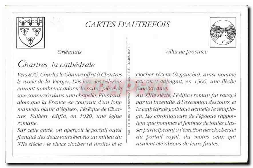 REPRO Chartres La Place Chatelet et la Cathedrale Train — Verso