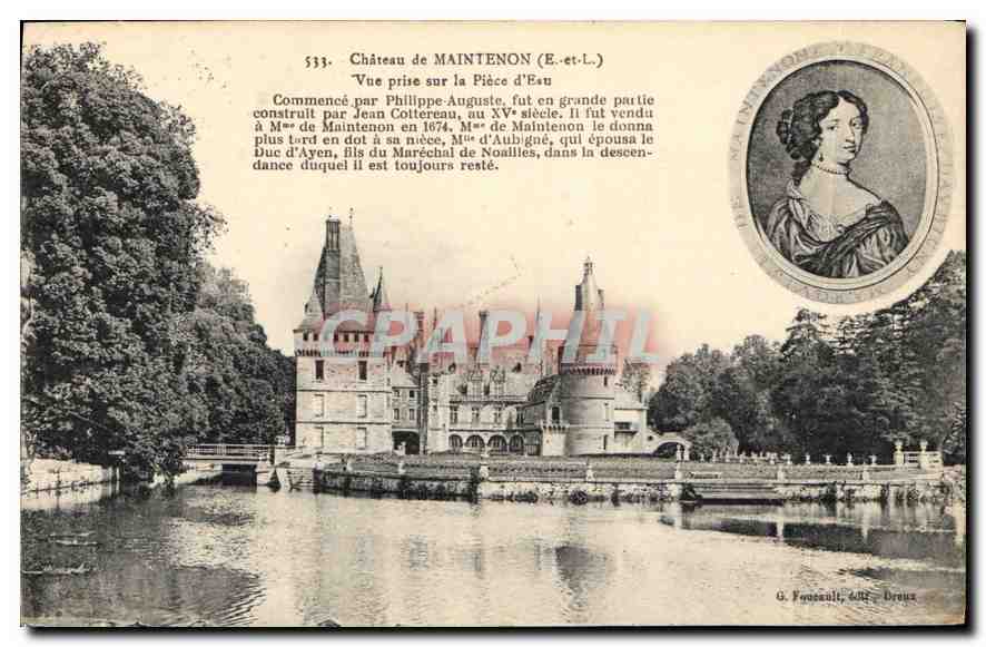 CPA Chateau de Maintenon E et L vue prise sur la Piece d'Eau 