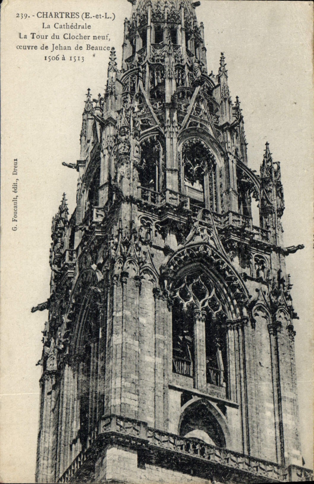CPA Chartres E et L La Cathedrale la tour du Clocher neuf coeuvre de Jehan de Beauce 1306 a 1313 