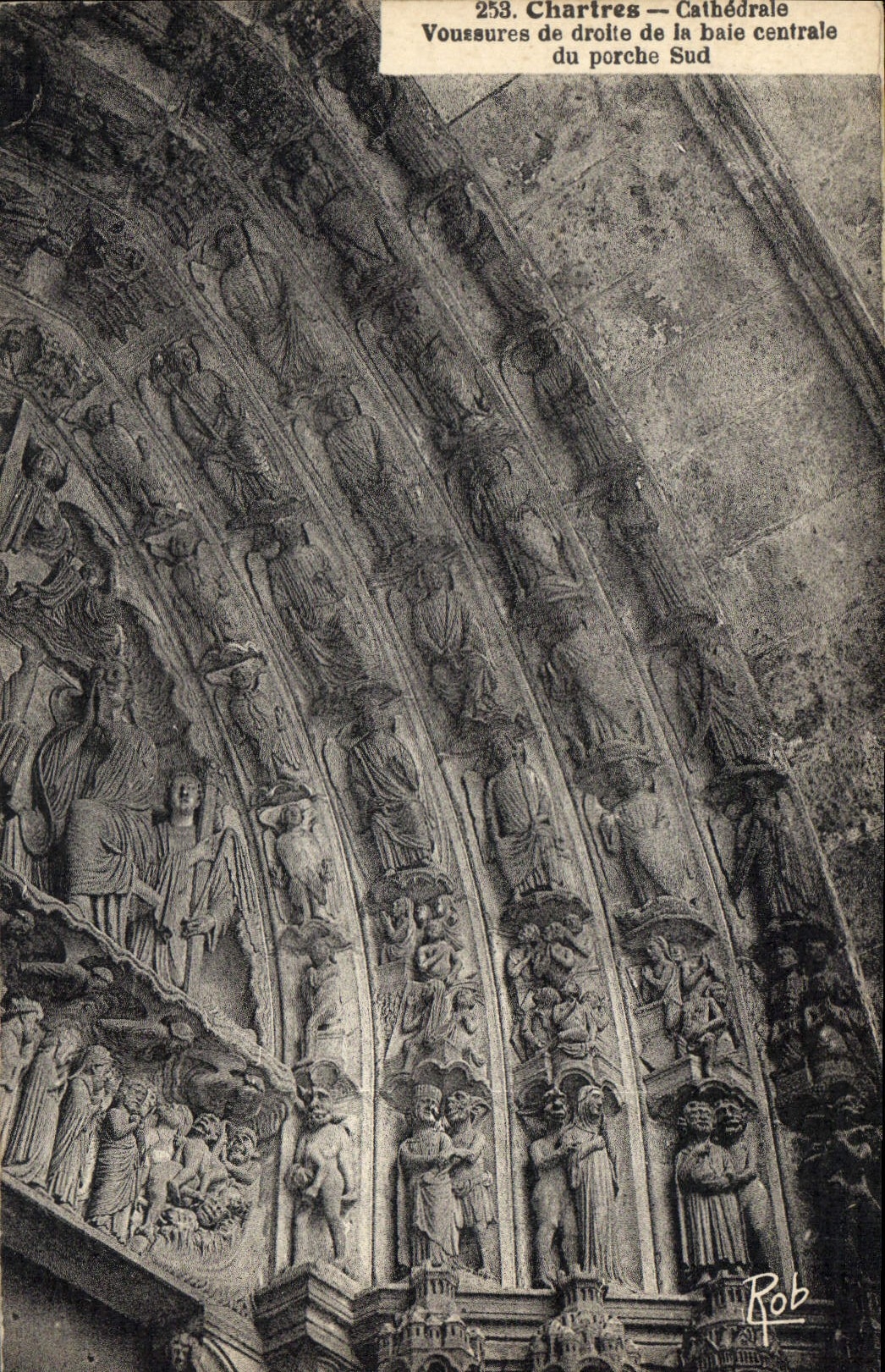 CPA Chartres Cathedrale voussures de droite de la baie centrale du porche Sud 