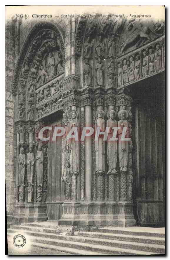 CPA Chartres Cathedrale Portail occidental les statue 